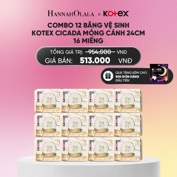  COMBO 12 BĂNG VỆ SINH KOTEX CICADA MỎNG CÁNH 24CM 16 MIẾNG_A1317 