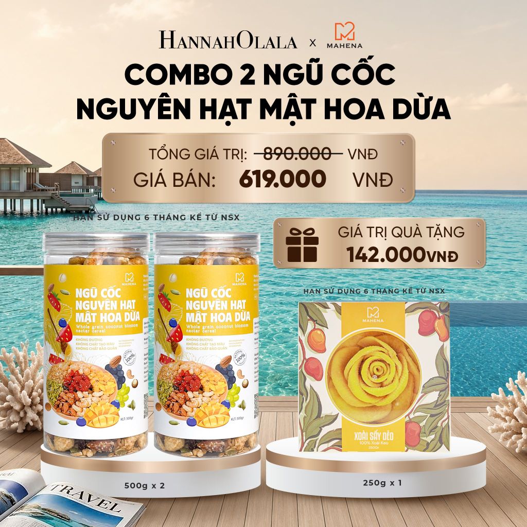  DEAL 2: MUA 2 NGŨ CỐC NGUYÊN HẠT MẬT HOA DỪA 500G TẶNG 1 HỘP XOÀI XẾP HOA 250G_ D149 