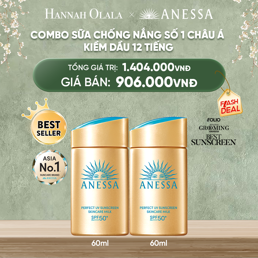  DEAL 2: COMBO KEM CHỐNG NẮNG DẠNG SỮA DƯỠNG DA KIỀM DẦU BẢO VỆ HOÀN HẢO ANESSA GOLD MILK SPF50+ PA++++ 60MLX2 