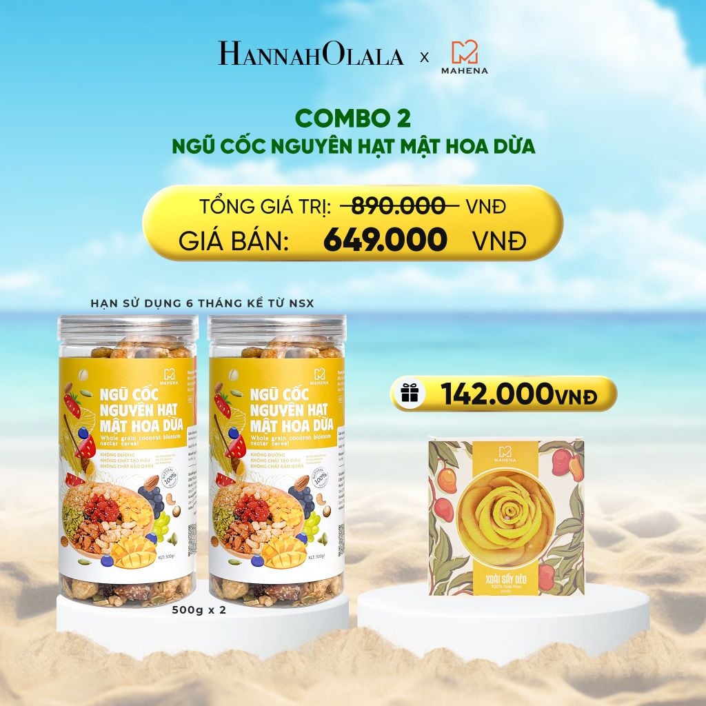  DEAL 2: MUA 2 NGŨ CỐC NGUYÊN HẠT MẬT HOA DỪA 500G TẶNG 1 HỘP XOÀI XẾP HOA 250G 