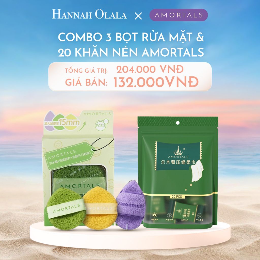  C1122_DEAL 2:COMBO 3 BỌT RỬA MẶT VÀ 20 KHĂN NÉN AMORTALS 