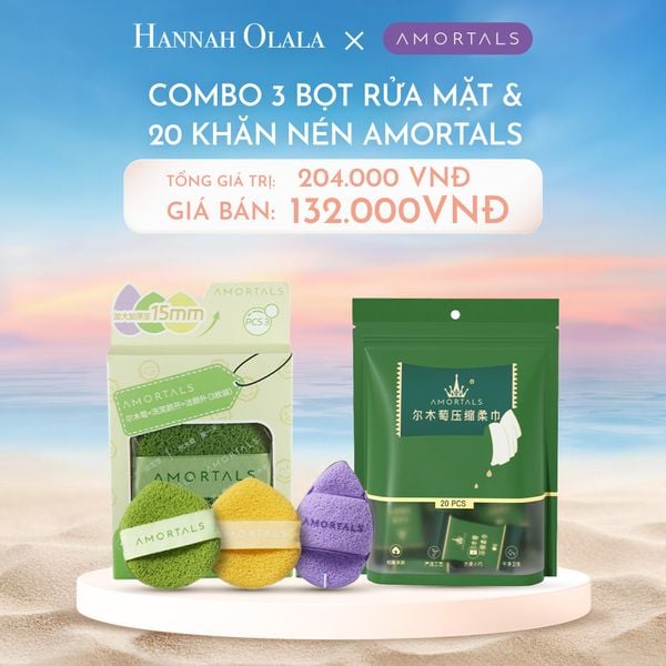  C1122_DEAL 2:COMBO 3 BỌT RỬA MẶT VÀ 20 KHĂN NÉN AMORTALS 