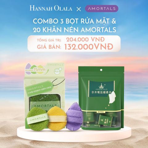  C1122_DEAL 2:COMBO 3 BỌT RỬA MẶT VÀ 20 KHĂN NÉN AMORTALS 