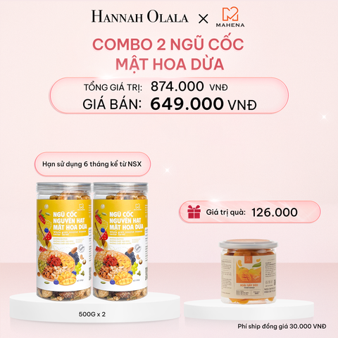  E1021_DEAL 2: MUA 2 NGŨ CỐC NGUYÊN HẠT MẬT HOA DỪA 500G TẶNG 1 HỘP XOÀI SẤY DẺO 250G 