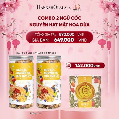  DEAL 2: MUA 2 NGŨ CỐC NGUYÊN HẠT MẬT HOA DỪA 500G TẶNG 1 HỘP XOÀI XẾP HOA 250G 