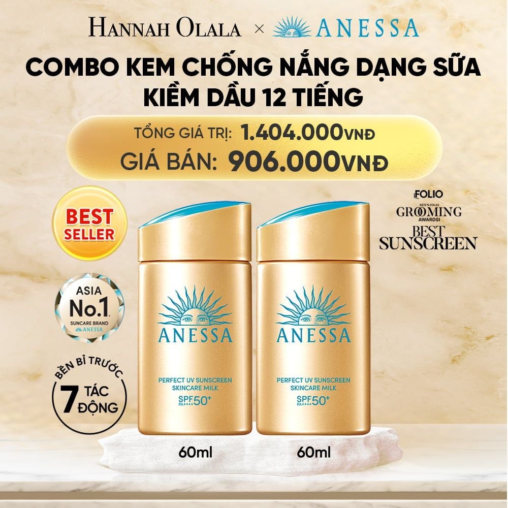  COMBO SỮA CHỐNG NẮNG DƯỠNG DA KIỀM DẦU BẢO VỆ HOÀN HẢO ANESSA GOLD MILK SPF50+ PA++++ 60MLX2 - DEAL 2 