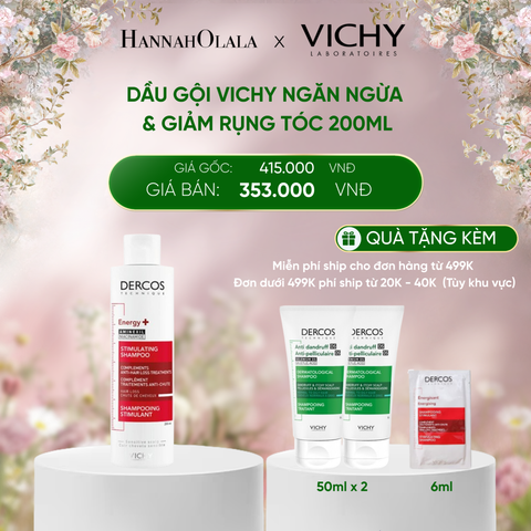  DEAL 2 DẦU GỘI VICHY NGĂN NGỪA & GIẢM RỤNG TÓC DERCOS ENERGY+ 200ML 
