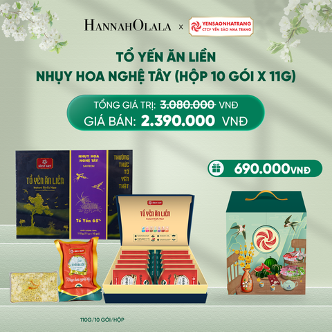  DEAL 2: TỔ YẾN ĂN LIỀN - NHỤY HOA NGHỆ TÂY (Hộp 10 gói x 11g) 