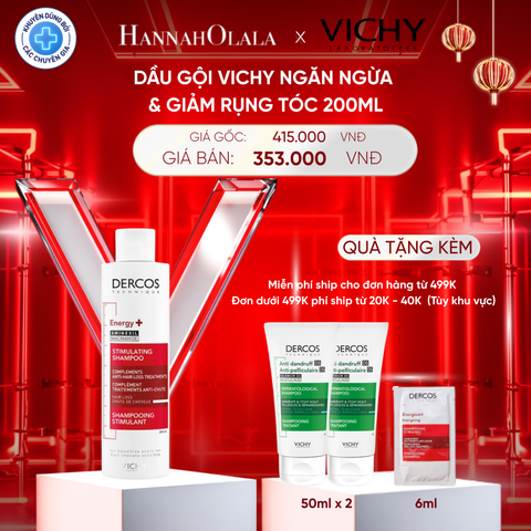  DEAL 2 DẦU GỘI VICHY NGĂN NGỪA & GIẢM RỤNG TÓC DERCOS ENERGY+ 200ML 