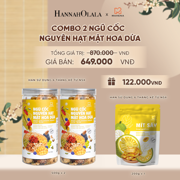  COMBO 2 NGŨ CỐC NGUYÊN HẠT MẬT HOA DỪA 500G TẶNG 1 MÍT SẤY GIÒN 200G DEAL 2: 