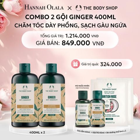  E948: DEAL 2: COMBO CHĂM TÓC DÀY PHỒNG, GIẢM GÃY RỤNG, SẠCH GÀU NGỨA GINGER 400ML - 2X DẦU GỘI 