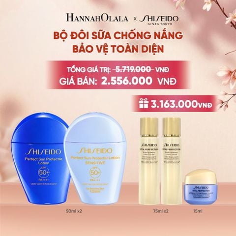  COMBO SỮA CHỐNG NẮNG DƯỠNG DA SHISEIDO GSC PERFECT SUN PROTECTOR LOTION SPF50+ 50ML VÀ SỮA CHỐNG NẮNG CHO DA NHẠY CẢM SHISEIDO GSC PERFECT SUN PROTECTOR LOTION SENSITIVE SPF50+ 50ML - DEAL 2 - A3263 