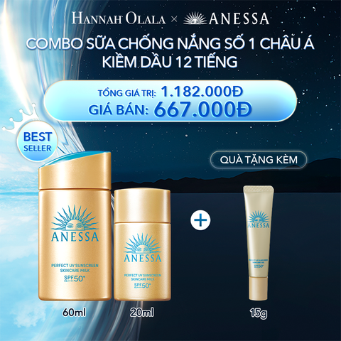  A12_DEAL 2: COMBO SỮA CHỐNG NẮNG DƯỠNG DA KIỀM DẦU BẢO VỆ HOÀN HẢO ANESSA GOLD MILK SPF50+ PA++++ 60ML + 20ML 