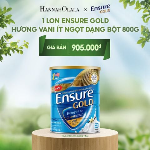  E114_DEAL 2: 1 LON ENSURE GOLD HƯƠNG VANI ÍT NGỌT DẠNG BỘT 800G 