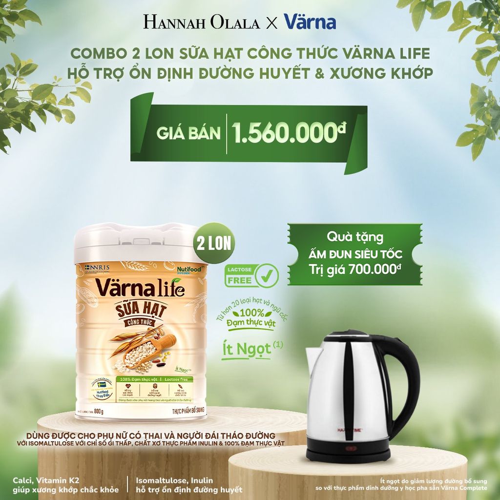  E55_DEAL 2: Combo 2 lon Thực phẩm bổ sung sữa hạt công thức Varna Life (Lon 800gr) 
