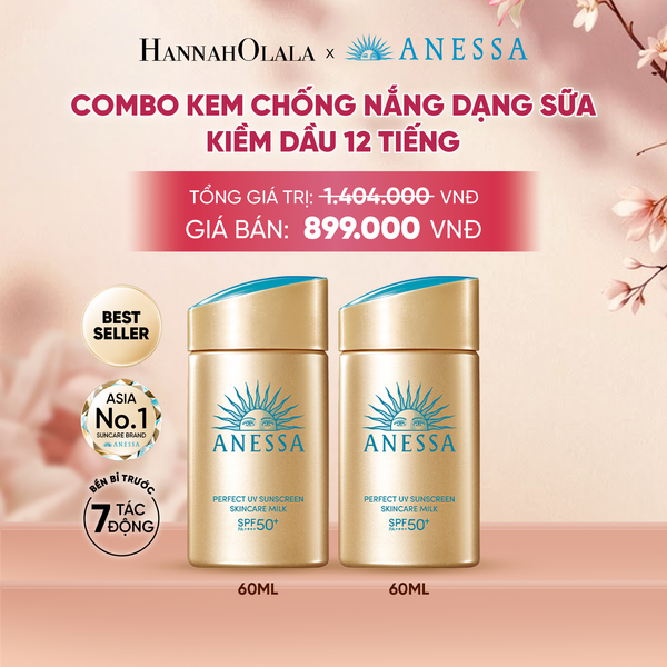  COMBO SỮA CHỐNG NẮNG DƯỠNG DA KIỀM DẦU BẢO VỆ HOÀN HẢO ANESSA GOLD MILK SPF50+ PA++++ 60MLX2 - DEAL 2 - A71 