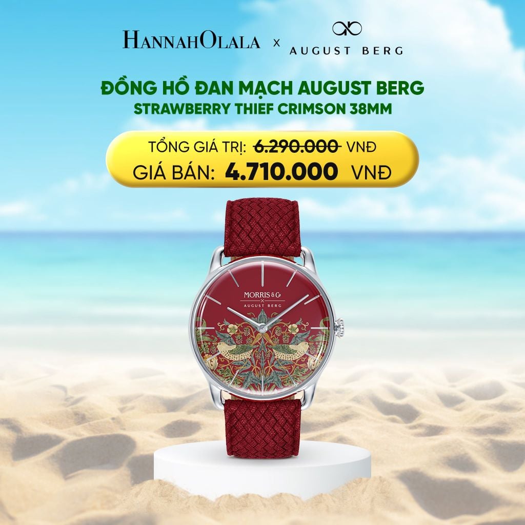  DEAL 2: STRAWBERRY THIEF CRIMSON 38MM - DÂY PERLON - MÀU BẠC 