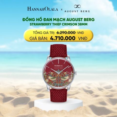  DEAL 2: STRAWBERRY THIEF CRIMSON 38MM - DÂY PERLON - MÀU BẠC 