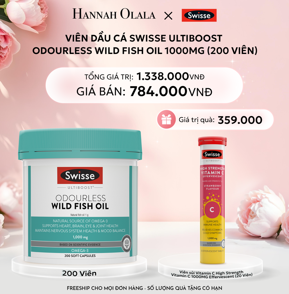  E824: DEAL 2: VIÊN DẦU CÁ SWISSE ULTIBOOST ODOURLESS WILD FISH OIL 1000MG (200 VIÊN) 