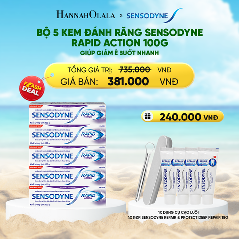  DEAL 2: [FLASH DEAL] BỘ 5 KEM ĐÁNH RĂNG SENSODYNE RAPID ACTION 100G GIÚP GIẢM Ê BUỐT NHANH 