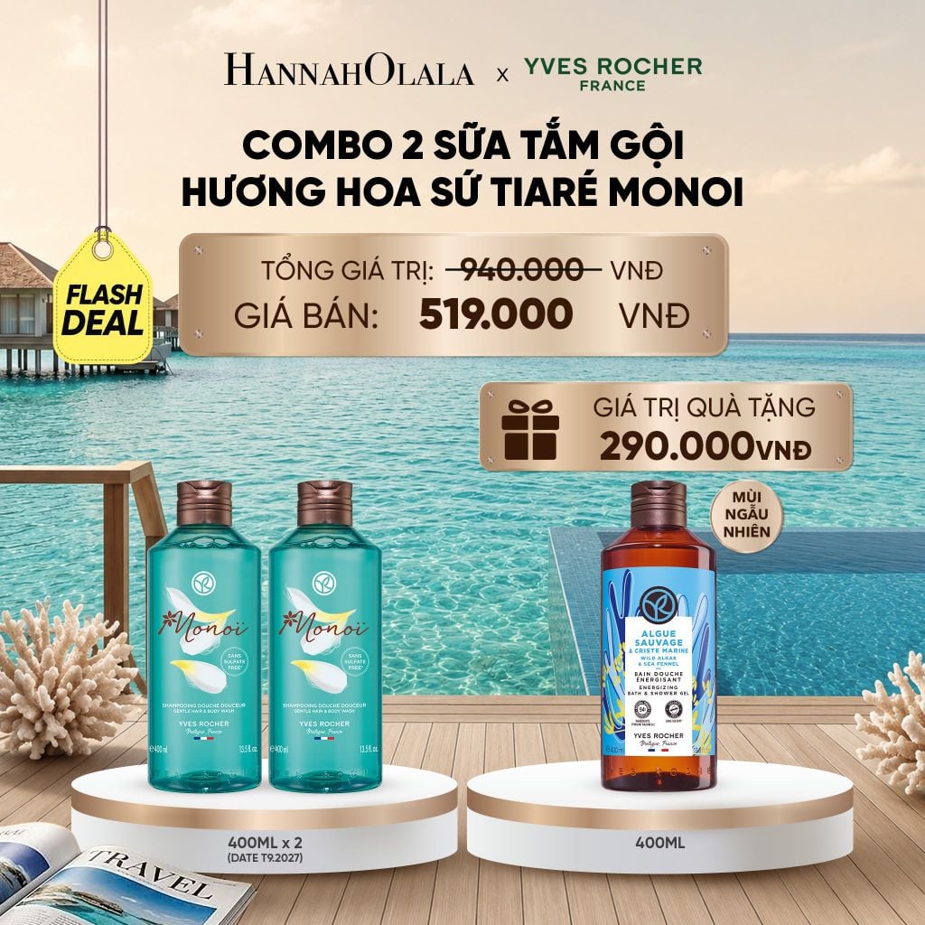  COMBO 2 SỮA TẮM GỘI HƯƠNG HOA SỨ TIARÉ MONOI TẶNG SỮA TẮM 400ML MÙI NGẪU NHIÊN [DATE T9.2027]_ D306 
