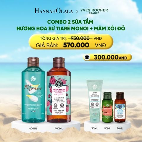  DEAL 2: COMBO 2 SỮA TẮM HƯƠNG HOA SỨ TIARÉ MONOI + MÂM XÔI ĐỎ 