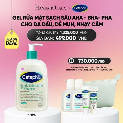  FLASHDEAL 2: MỚI - GEL RỬA MẶT LÀM SẠCH DẦU NHỜN, NGĂN MỤN CHO DA DẦU NHẠY CẢM CETAPHIL GENTLE EXFOLIATING SA CLEANSER 473ML_A1947 