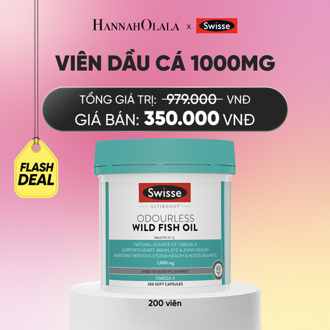  VIÊN DẦU CÁ SWISSE ULTIBOOST ODOURLESS WILD FISH OIL 1000MG (200 VIÊN) - FLASH DEAL_A416 