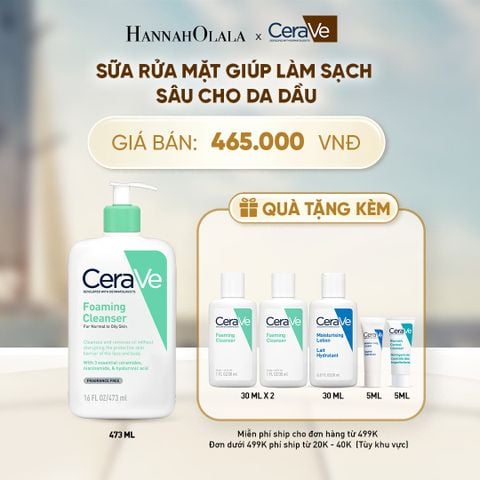  SỮA RỬA MẶT FOAMING GIÚP LÀM SẠCH SÂU VÀ DƯỠNG ẨM DỊU NHẸ DÀNH CHO DA DẦU - CERAVE FOAMING FACIAL CLEANSER 473ML - A371 
