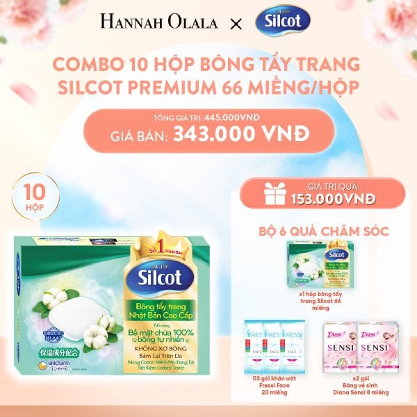  A735_DEAL 2: COMBO 10 HỘP BÔNG TRANG ĐIỂM (BÔNG TẨY TRANG) CAO CẤP SILCOT PREMIUM 66 MIẾNG/HỘP 