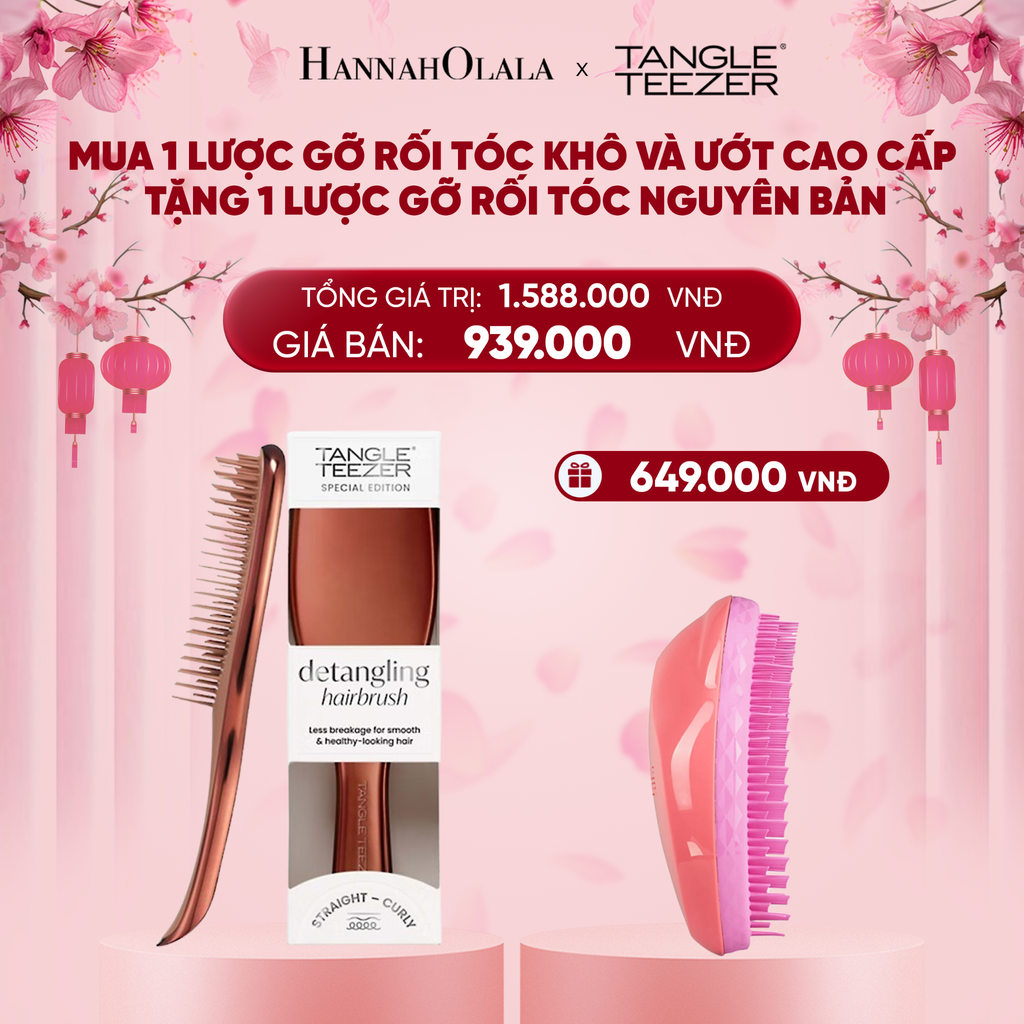  DEAL 3: MUA 1 LƯỢC GỠ RỐI TÓC CAO CẤP KHÔ VÀ ƯỚT MÀU NÂU CHOCOLATE TẶNG 1 LƯỢC GỠ RỐI TÓC ƯỚT NGUYÊN BẢN HỒNG CAM ĐAÒ 