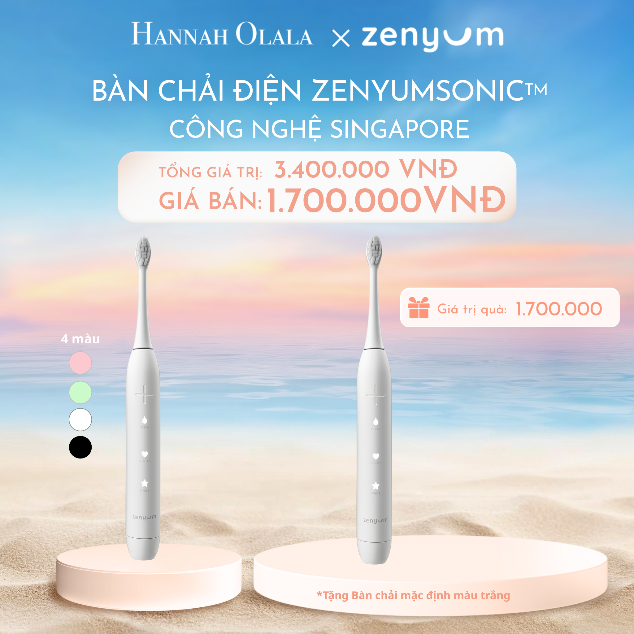  C955_DEAL 2: [MUA 1 TẶNG 1] BÀN CHẢI ĐIỆN ZENYUM SONIC - CÔNG NGHỆ SINGAPORE 