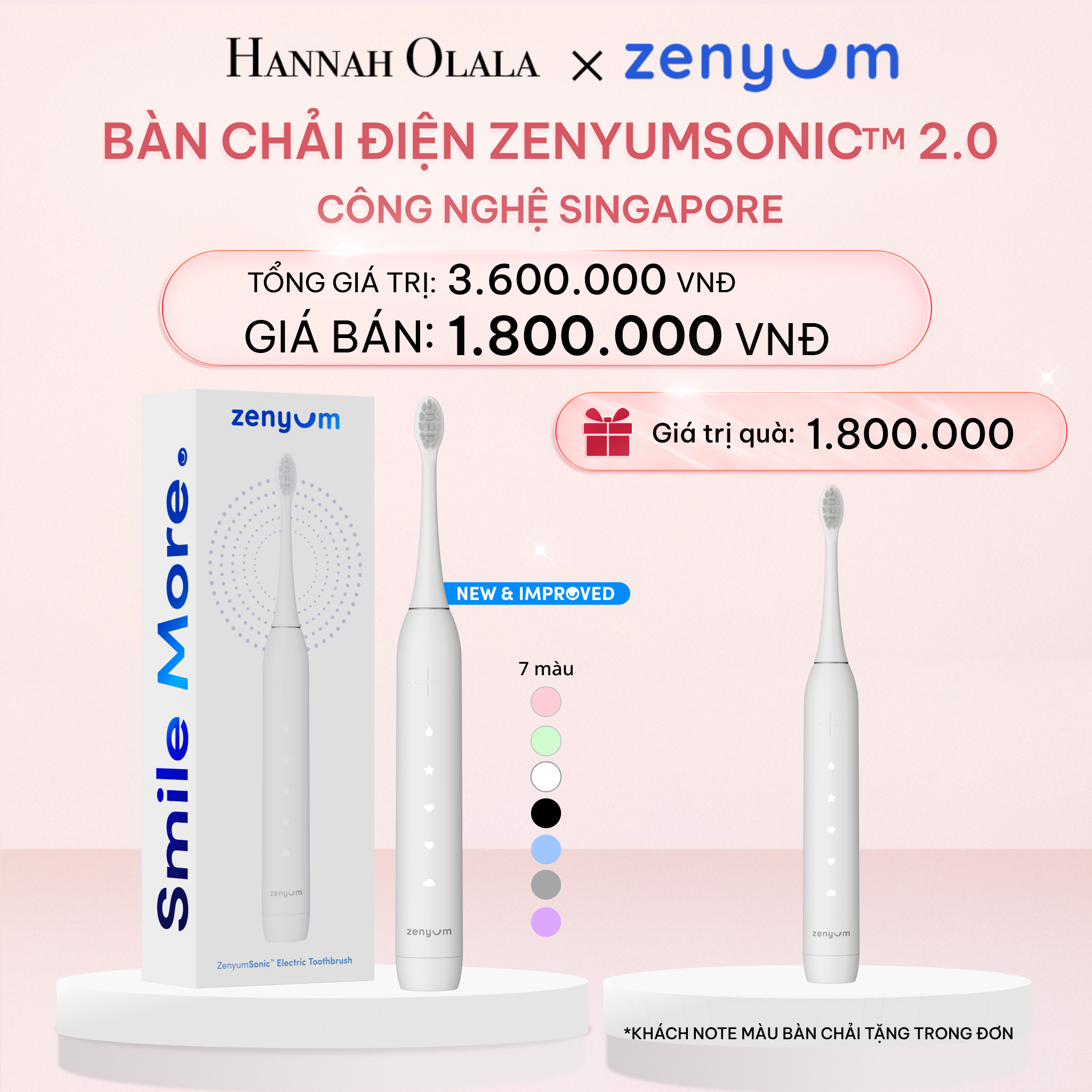  E949_DEAL 2: [MUA 1 TẶNG 1] BÀN CHẢI ĐIỆN ZENYUM SONIC MỚI 2.0 - CÔNG NGHỆ SINGAPORE 