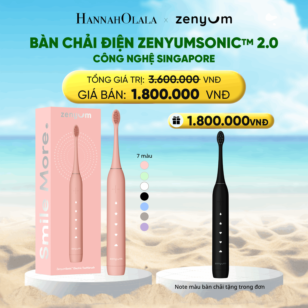  DEAL 2A: [MUA 1 TẶNG 1] BÀN CHẢI ĐIỆN ZENYUM SONIC 2.0 - CÔNG NGHỆ SINGAPORE (NOTE MÀU BÀN CHẢI TẶNG TRONG ĐƠN) 