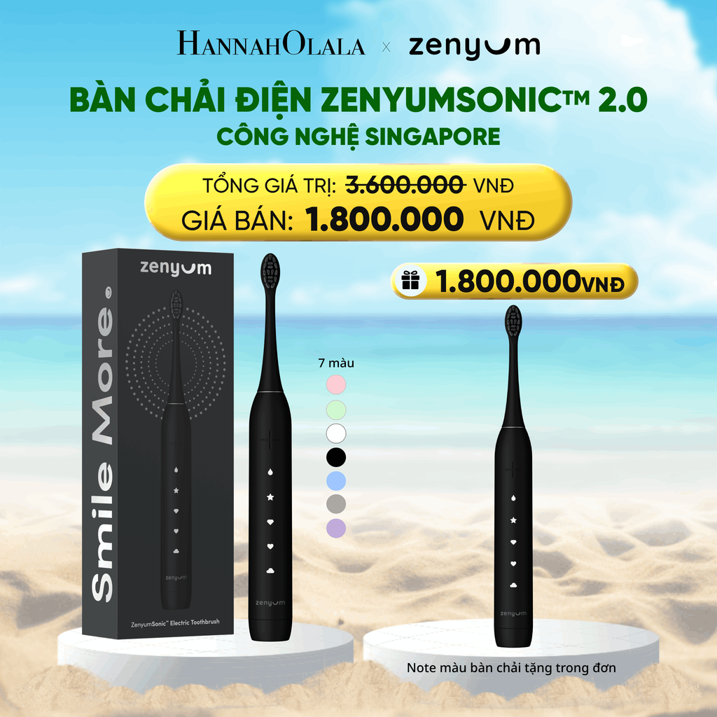  DEAL 2A: [MUA 1 TẶNG 1] BÀN CHẢI ĐIỆN ZENYUM SONIC 2.0 - CÔNG NGHỆ SINGAPORE (NOTE MÀU BÀN CHẢI TẶNG TRONG ĐƠN) 