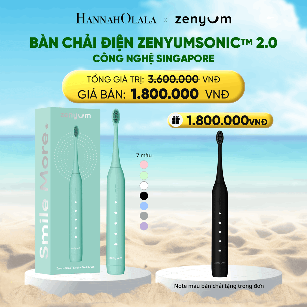  DEAL 2A: [MUA 1 TẶNG 1] BÀN CHẢI ĐIỆN ZENYUM SONIC 2.0 - CÔNG NGHỆ SINGAPORE (NOTE MÀU BÀN CHẢI TẶNG TRONG ĐƠN) 