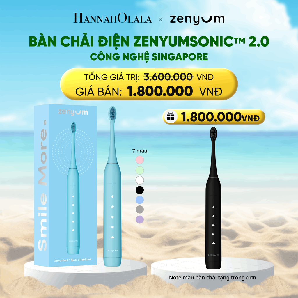  DEAL 2A: [MUA 1 TẶNG 1] BÀN CHẢI ĐIỆN ZENYUM SONIC 2.0 - CÔNG NGHỆ SINGAPORE (NOTE MÀU BÀN CHẢI TẶNG TRONG ĐƠN) 