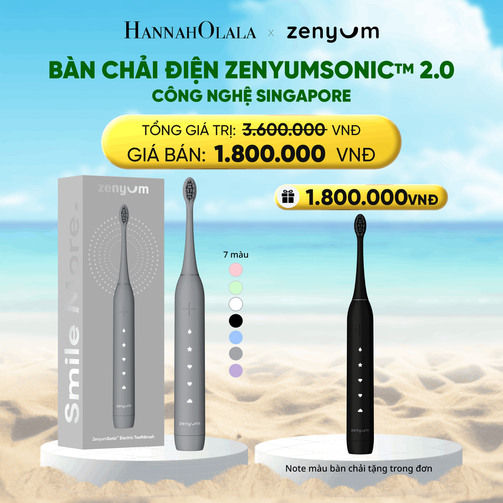  DEAL 2A: [MUA 1 TẶNG 1] BÀN CHẢI ĐIỆN ZENYUM SONIC 2.0 - CÔNG NGHỆ SINGAPORE (NOTE MÀU BÀN CHẢI TẶNG TRONG ĐƠN) 
