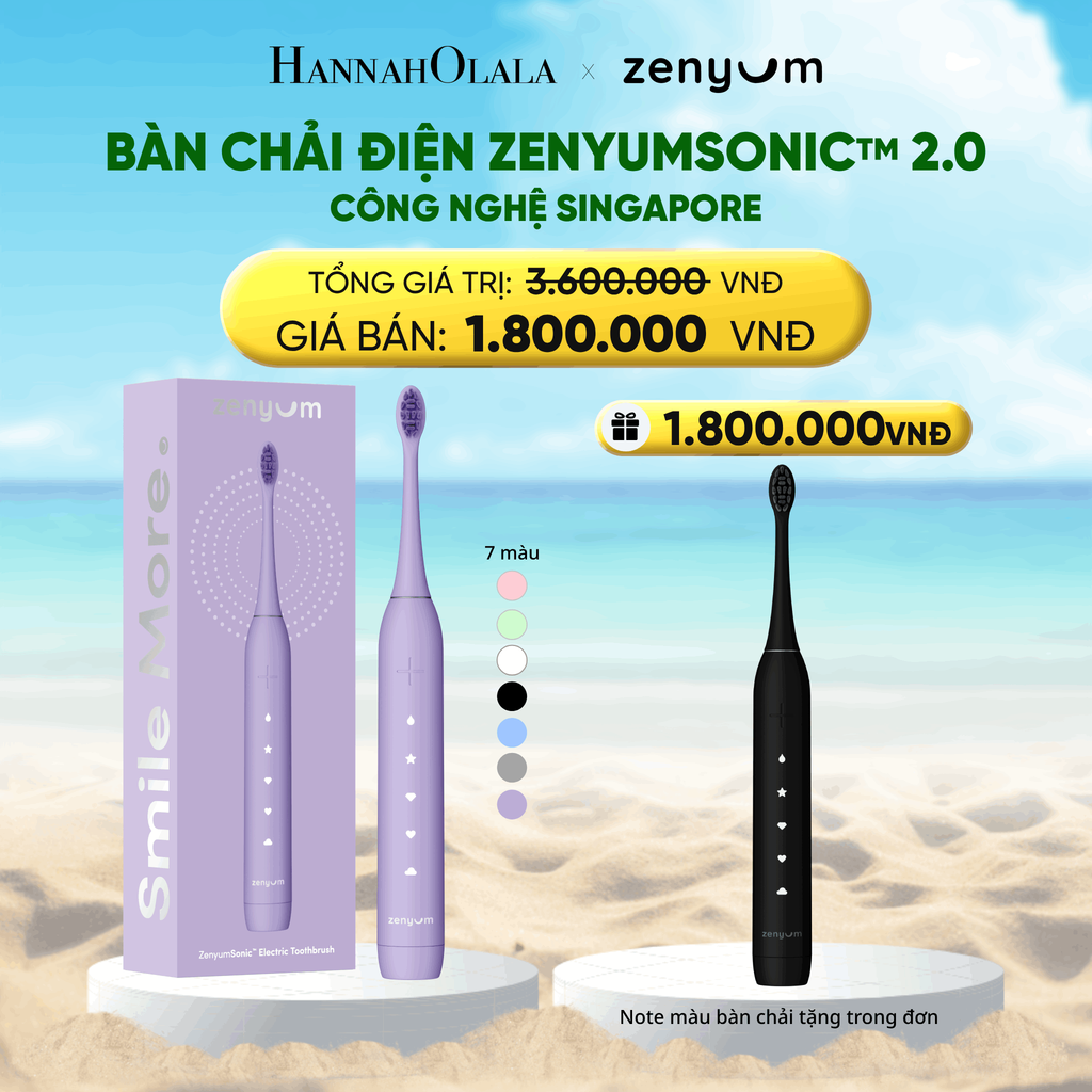  DEAL 2A: [MUA 1 TẶNG 1] BÀN CHẢI ĐIỆN ZENYUM SONIC 2.0 - CÔNG NGHỆ SINGAPORE (NOTE MÀU BÀN CHẢI TẶNG TRONG ĐƠN) 
