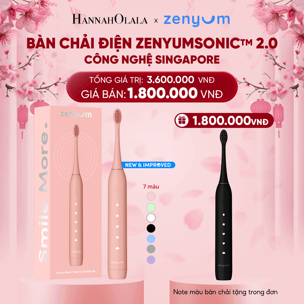  DEAL 2: [MUA 1 TẶNG 1] BÀN CHẢI ĐIỆN ZENYUM SONIC 2.0 - CÔNG NGHỆ SINGAPORE (NOTE MÀU BÀN CHẢI TẶNG TRONG ĐƠN) 
