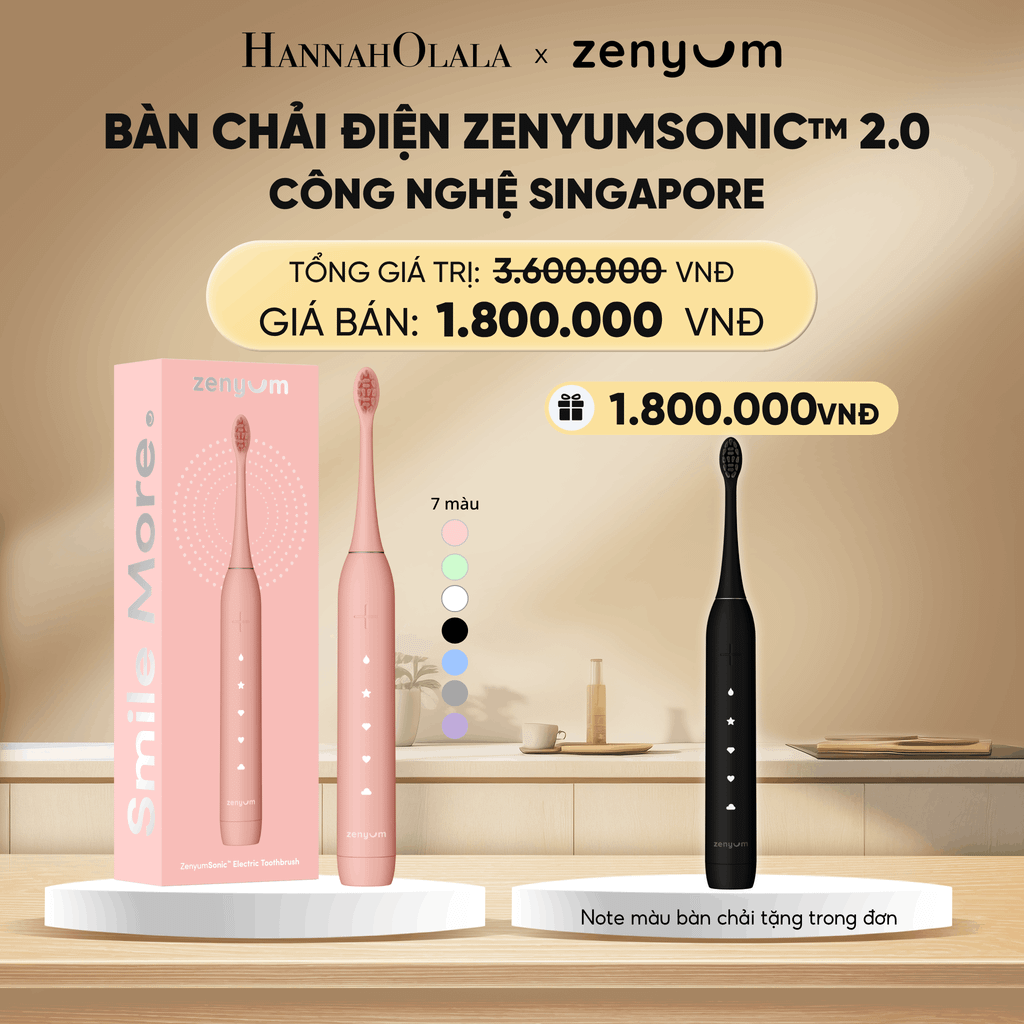  DEAL 2: [MUA 1 TẶNG 1] BÀN CHẢI ĐIỆN ZENYUM SONIC 2.0 - CÔNG NGHỆ SINGAPORE (NOTE MÀU BÀN CHẢI TẶNG TRONG ĐƠN) 