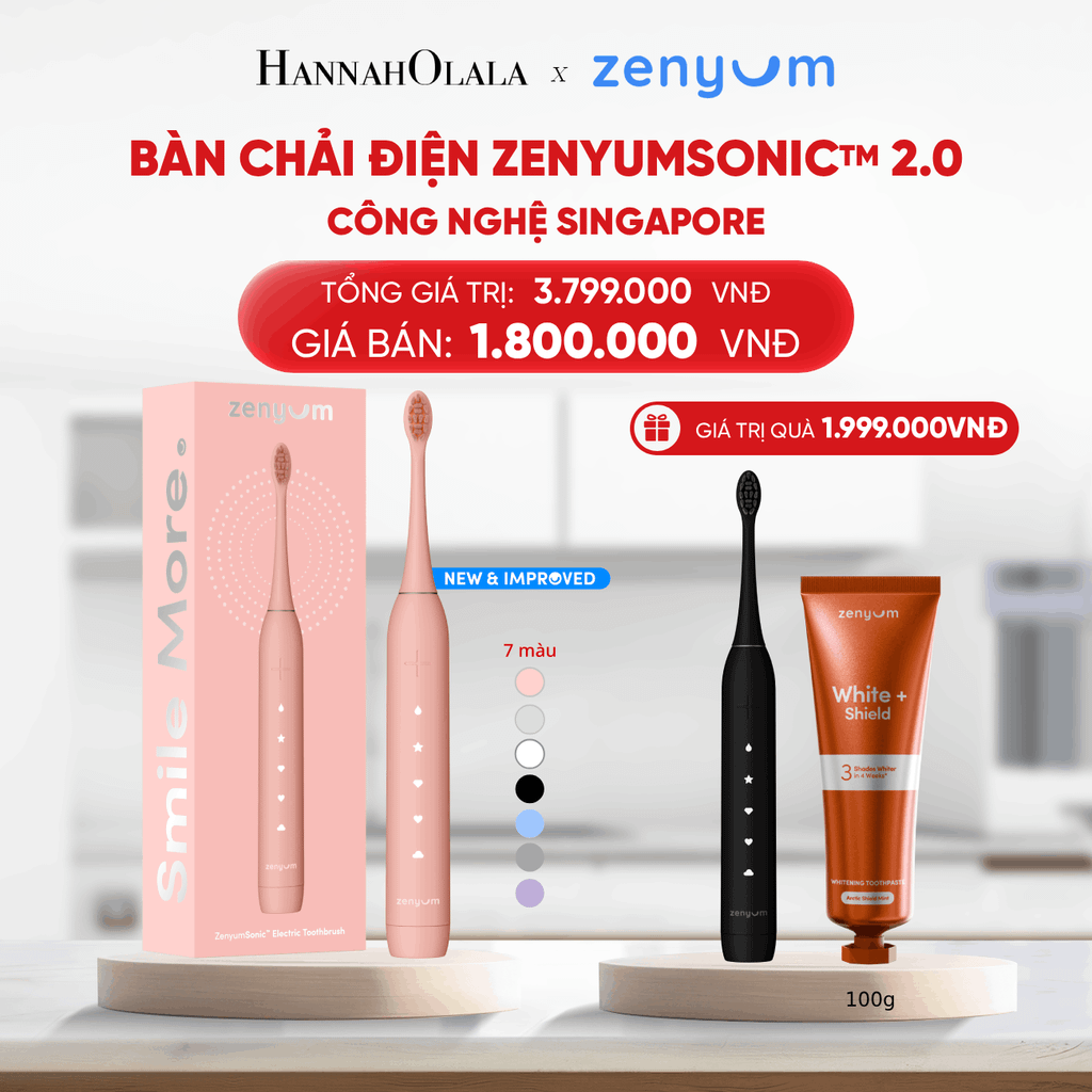  DEAL 2: [MUA 1 TẶNG 1] BÀN CHẢI ĐIỆN ZENYUM SONIC 2.0 - CÔNG NGHỆ SINGAPORE (Note màu bàn chải tặng trong đơn) 