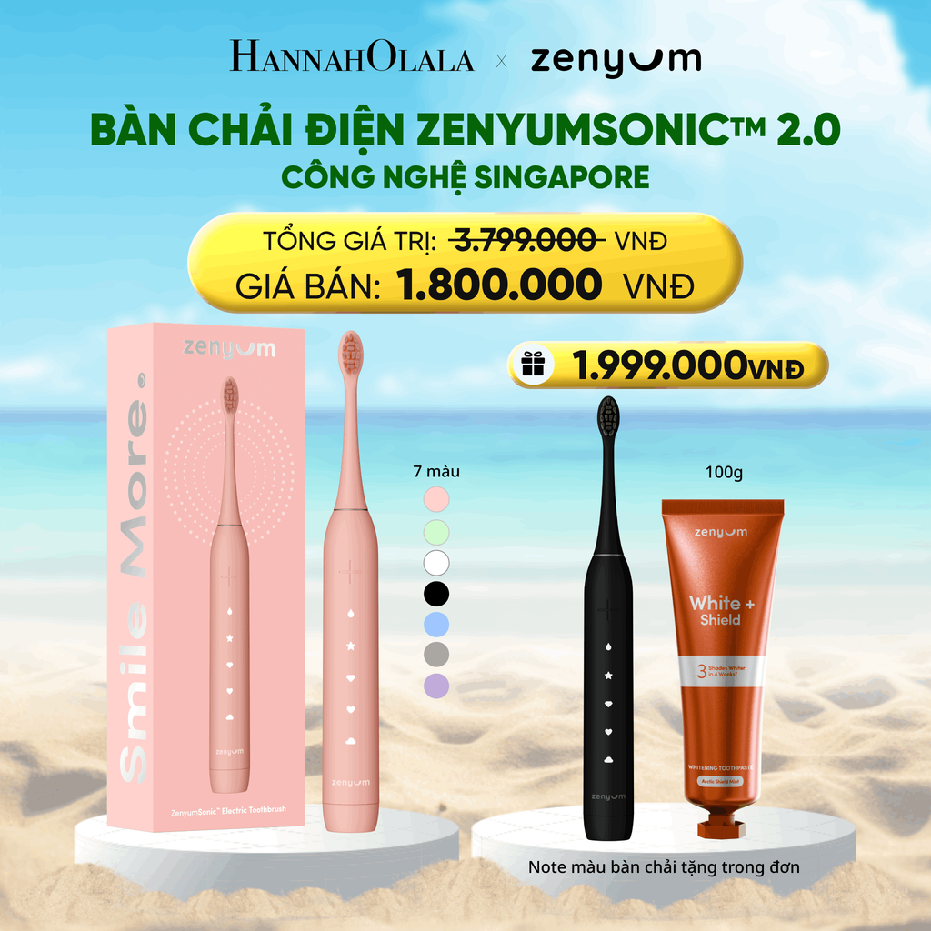  A1862_DEAL 2B: FLASHDEAL [MUA 1 TẶNG 2] BÀN CHẢI ĐIỆN ZENYUM SONIC 2.0 - CÔNG NGHỆ SINGAPORE (NOTE MÀU BÀN CHẢI TẶNG TRONG ĐƠN) 