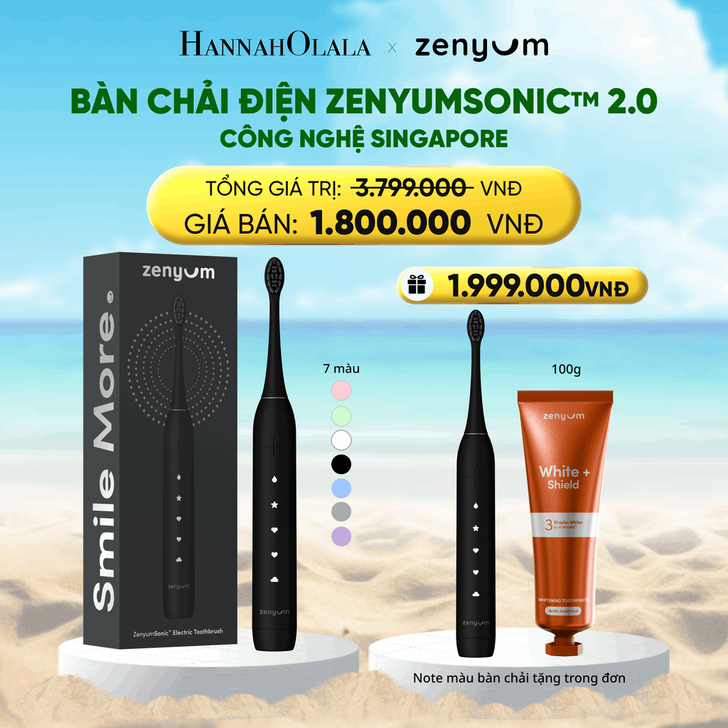  A1862_DEAL 2B: FLASHDEAL [MUA 1 TẶNG 2] BÀN CHẢI ĐIỆN ZENYUM SONIC 2.0 - CÔNG NGHỆ SINGAPORE (NOTE MÀU BÀN CHẢI TẶNG TRONG ĐƠN) 