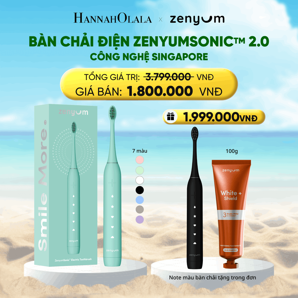  A1862_DEAL 2B: FLASHDEAL [MUA 1 TẶNG 2] BÀN CHẢI ĐIỆN ZENYUM SONIC 2.0 - CÔNG NGHỆ SINGAPORE (NOTE MÀU BÀN CHẢI TẶNG TRONG ĐƠN) 