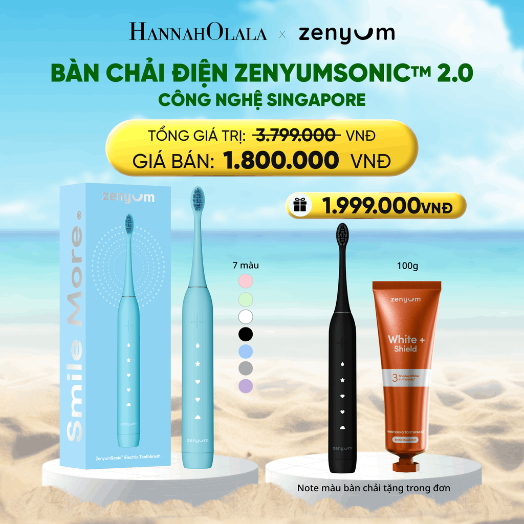  A1862_DEAL 2B: FLASHDEAL [MUA 1 TẶNG 2] BÀN CHẢI ĐIỆN ZENYUM SONIC 2.0 - CÔNG NGHỆ SINGAPORE (NOTE MÀU BÀN CHẢI TẶNG TRONG ĐƠN) 