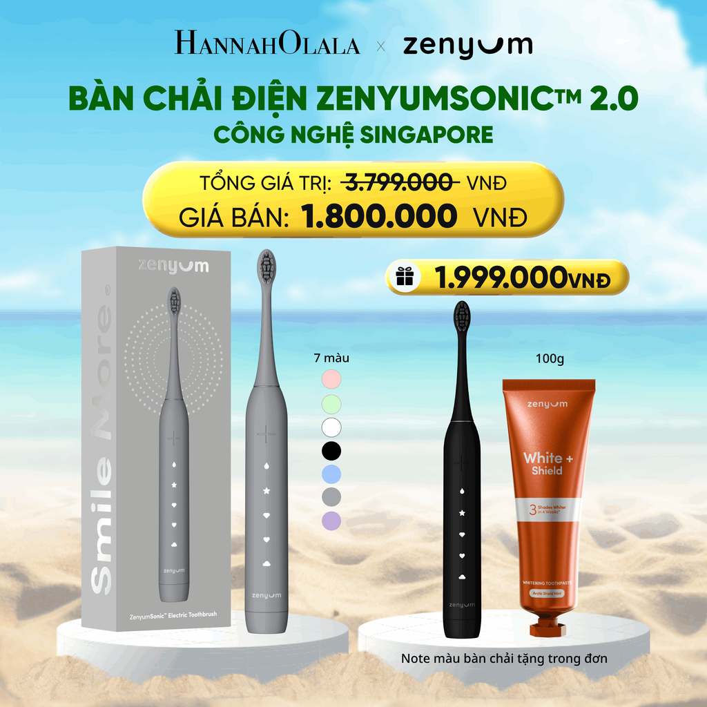  A1862_DEAL 2B: FLASHDEAL [MUA 1 TẶNG 2] BÀN CHẢI ĐIỆN ZENYUM SONIC 2.0 - CÔNG NGHỆ SINGAPORE (NOTE MÀU BÀN CHẢI TẶNG TRONG ĐƠN) 