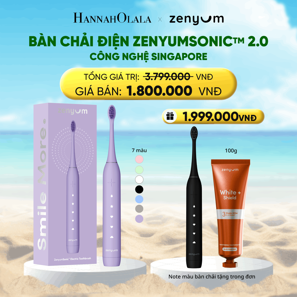  A1862_DEAL 2B: FLASHDEAL [MUA 1 TẶNG 2] BÀN CHẢI ĐIỆN ZENYUM SONIC 2.0 - CÔNG NGHỆ SINGAPORE (NOTE MÀU BÀN CHẢI TẶNG TRONG ĐƠN) 