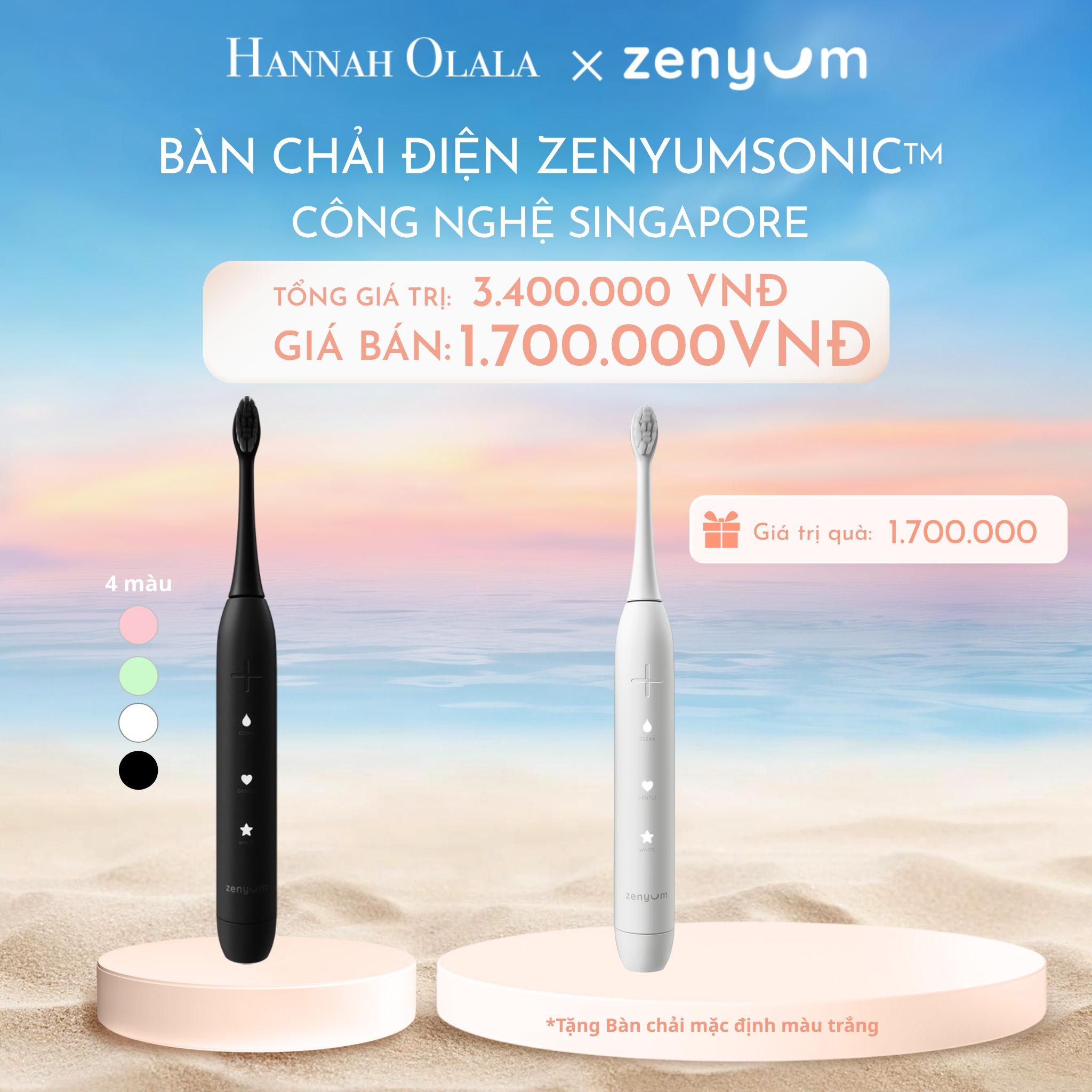  C955_DEAL 2: [MUA 1 TẶNG 1] BÀN CHẢI ĐIỆN ZENYUM SONIC - CÔNG NGHỆ SINGAPORE 
