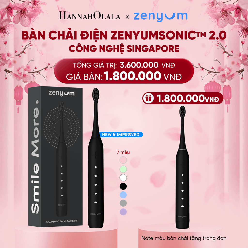  DEAL 2: [MUA 1 TẶNG 1] BÀN CHẢI ĐIỆN ZENYUM SONIC 2.0 - CÔNG NGHỆ SINGAPORE (NOTE MÀU BÀN CHẢI TẶNG TRONG ĐƠN) 